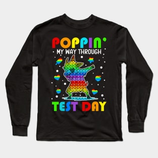 Poppin' My Way Through Test Day Pop It Square Shape Dabbing Long Sleeve T-Shirt